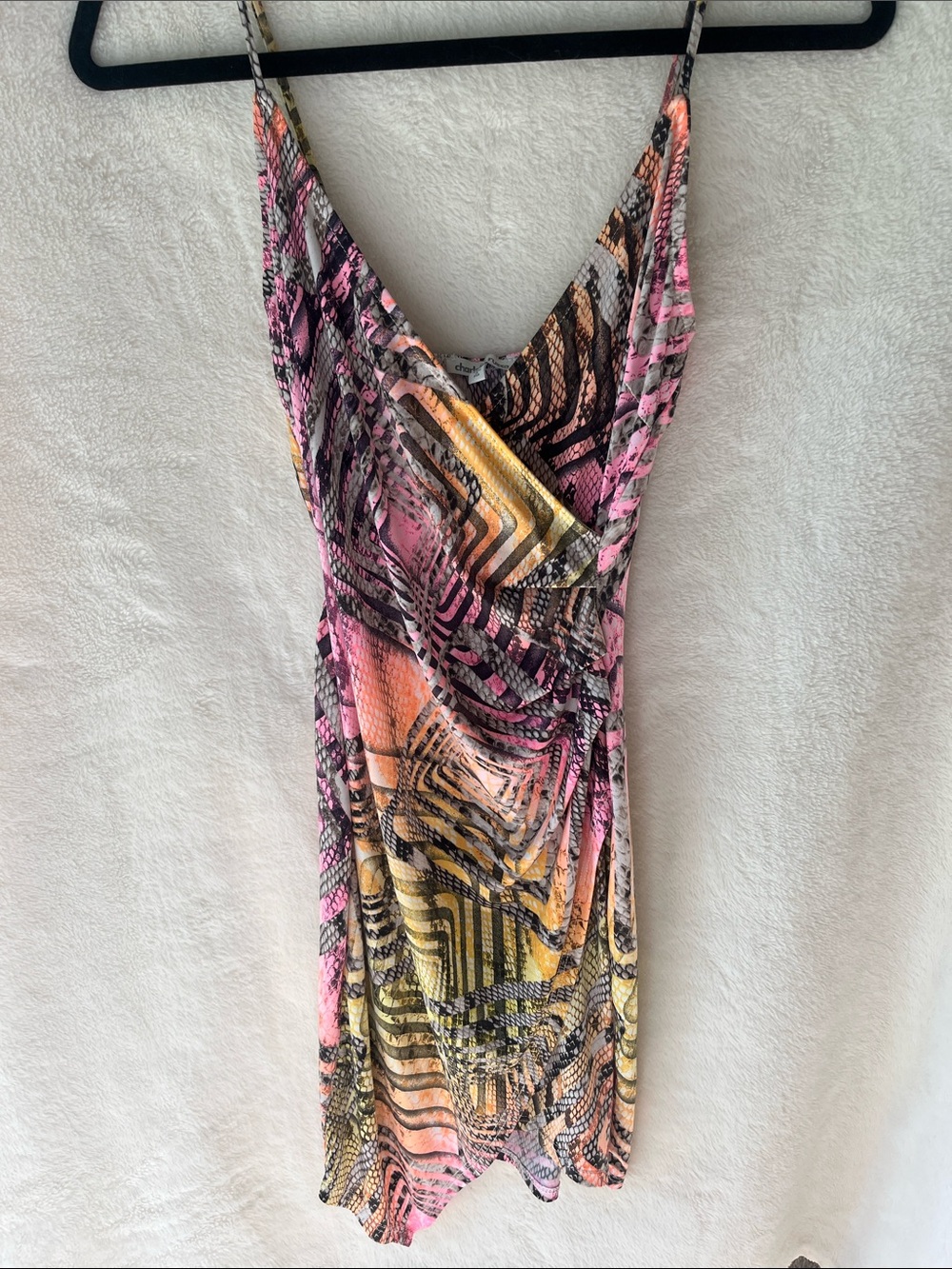 Charlotte Russe Pink, Yellow & Black Abstract Bodycon Dress
